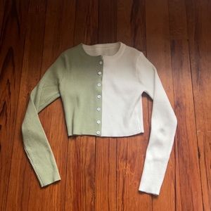 J.ing- Green/White Cropped Sweater